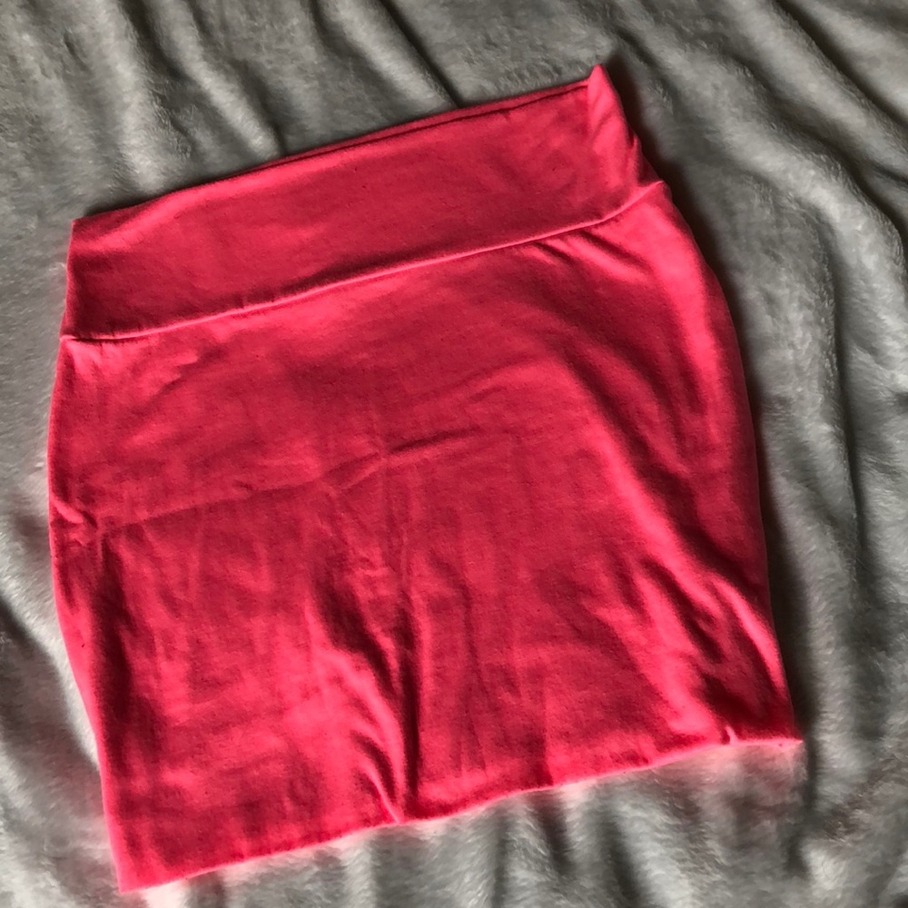 Neon pink mini skirt